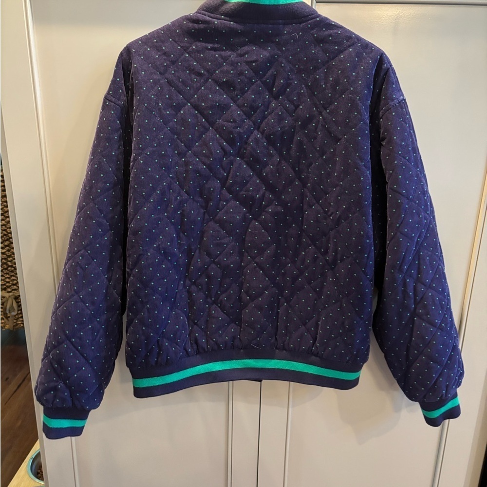 Vintage Izod Womens Quilted Corduory Bomber Jacket Polka Dot Size M - Picture 4 of 4